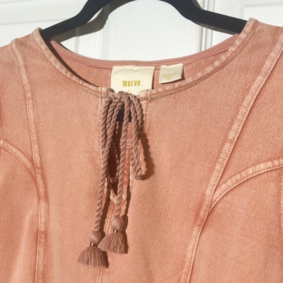 Pink Anthropologie Maeve Jeanne Puff Sleeve Sweatshirt Top - Picture 3 of 11